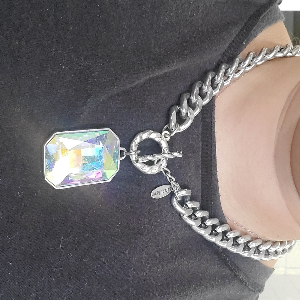 Traci Lynn Crystal Toggle Statement Necklace - image 1